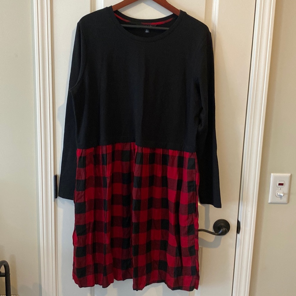 NWOT Jersey Knit Ted Buffalo Plaid skirt dress Sz XL